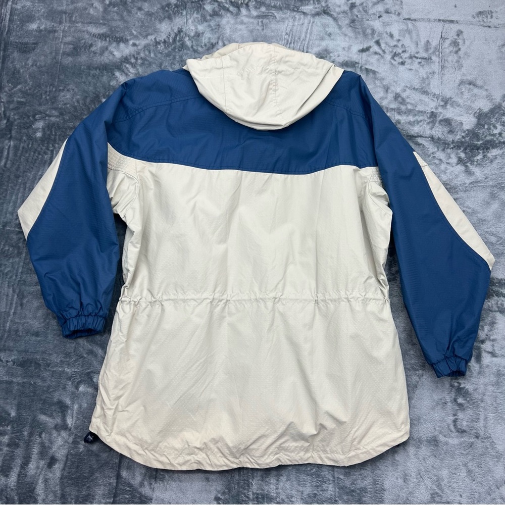 Columbia Women's Medium Tan Blue Lightweight Hooded Jacket Coat Full Zip EUC - Picture 13 of 13